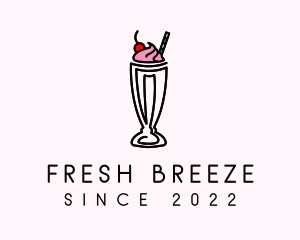 Strawberry Cherry Smoothie Milkshake logo design