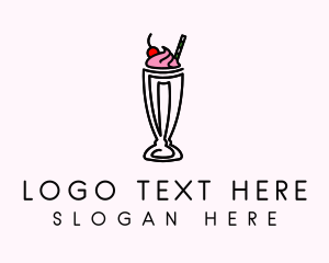 Strawberry Cherry Smoothie Milkshake Logo