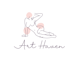 Relaxing Woman Line Art logo design