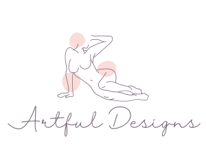 Relaxing Woman Line Art logo design