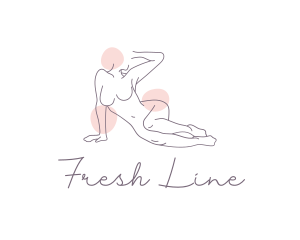 Relaxing Woman Line Art logo design