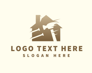Tsquare - House Hammer Carpentry Tool logo design