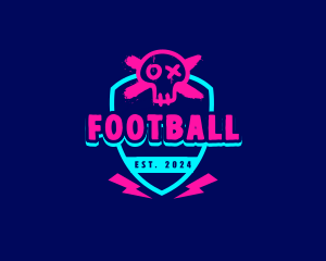 Neon Thunder Skull Logo