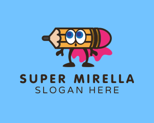 Writer - Cute Pencil Superhero logo design