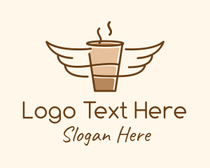 Caffeine - Coffee Cup Wings logo design
