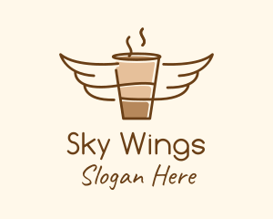 Coffee Cup Wings Logo