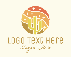Cactus - Round Mosaic Desert logo design