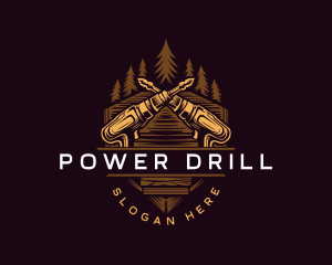 Woodwork Drill Carpentry logo design