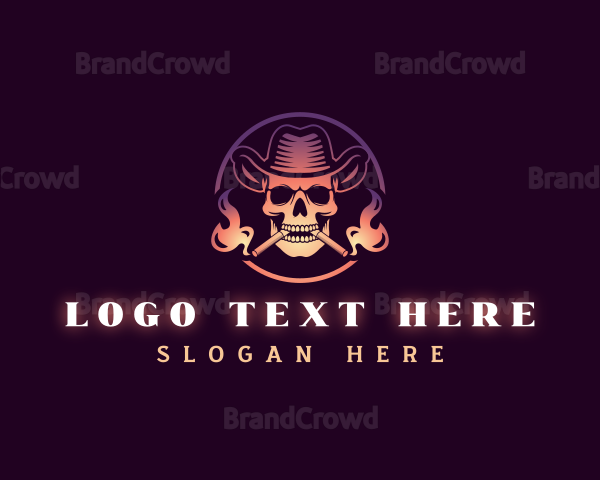 Cowboy Smoking Skull Logo