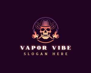 Cowboy Smoking Skull logo design