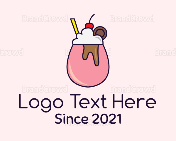 Cherry Milkshake Drink Logo