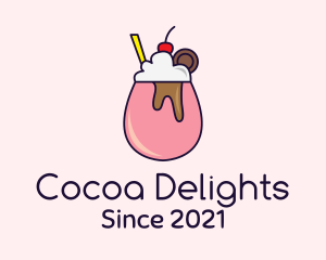 Cherry Milkshake Drink logo design