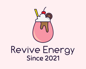 Cherry Milkshake Drink logo design