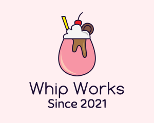 Cherry Milkshake Drink logo design