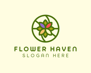 Colorful Circle Flower logo design