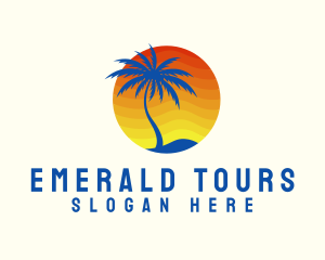 Tropical Sunrise Tree logo design