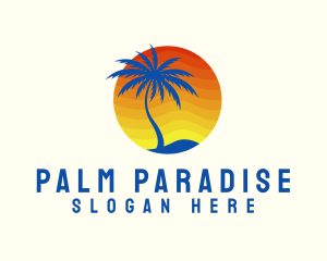 Tropical Sunrise Tree logo design