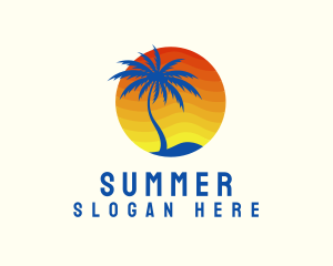 Tropical Sunrise Tree logo design