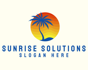 Sunrise - Tropical Sunrise Tree logo design
