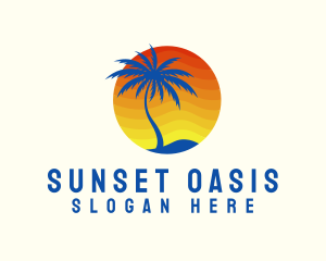 Tropical Sunrise Tree logo design