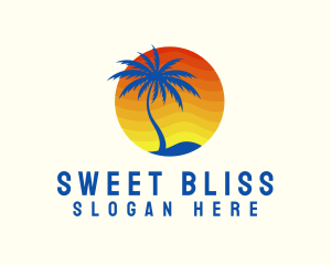 Resort - Tropical Sunrise Tree logo design