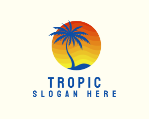 Tropical Sunrise Tree logo design