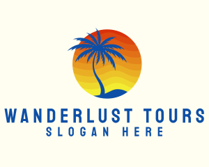 Tropical Sunrise Tree logo design