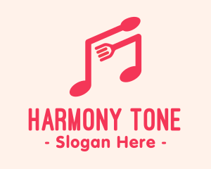 Tone - Pink Musical Spoon & Fork logo design