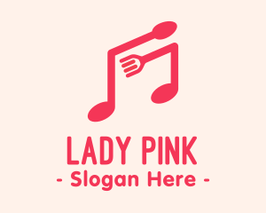 Pink Musical Spoon & Fork logo design