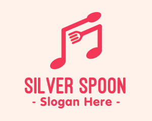 Utensil - Pink Musical Spoon & Fork logo design