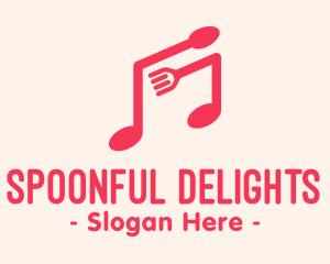 Spoon - Pink Musical Spoon & Fork logo design