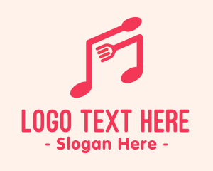 Music - Pink Musical Spoon & Fork logo design