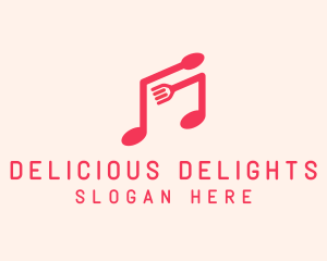 Pink Musical Spoon & Fork logo design