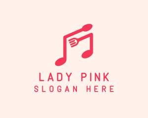 Pink Musical Spoon & Fork logo design