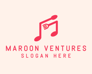 Pink Musical Spoon & Fork logo design