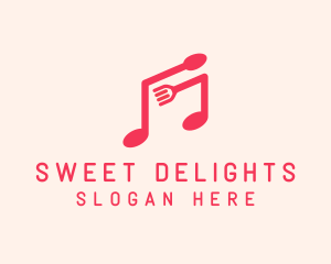 Pink Musical Spoon & Fork logo design