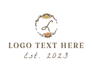 Stationery - Wedding Flower Wreath logo design