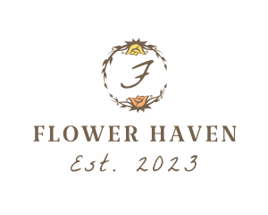 Wedding Flower Wreath  logo design