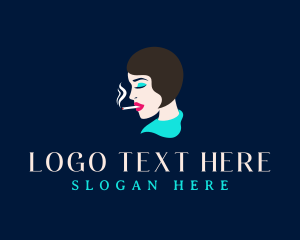 Woman Smoke Cigarette logo design