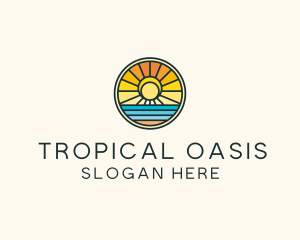 Paradise - Sunset Beach Resort logo design