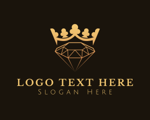 Expensive - Golden Crystal Crown logo design