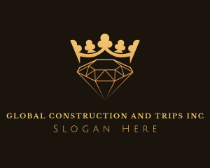 Jewel - Golden Crystal Crown logo design
