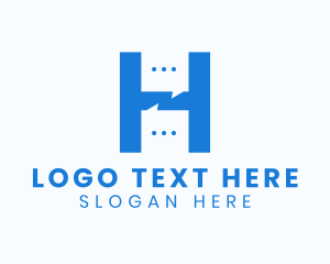 Speech Bubble - Messaging Letter H logo design