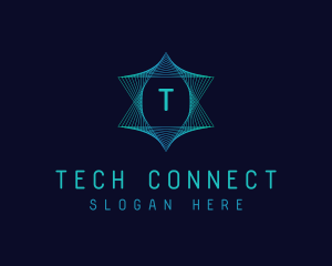 Modern - Digital Tech Lines Star logo design