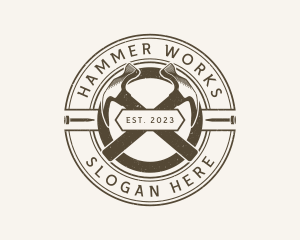 Hammer - Builder Carpentry Hammer logo design