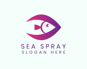 Purple Fish Animal logo design