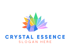 Crystal Rainbow Peacock logo design