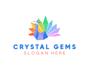 Crystal Rainbow Peacock logo design