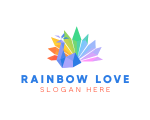 Crystal Rainbow Peacock logo design