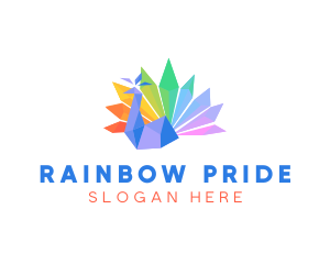 Crystal Rainbow Peacock logo design